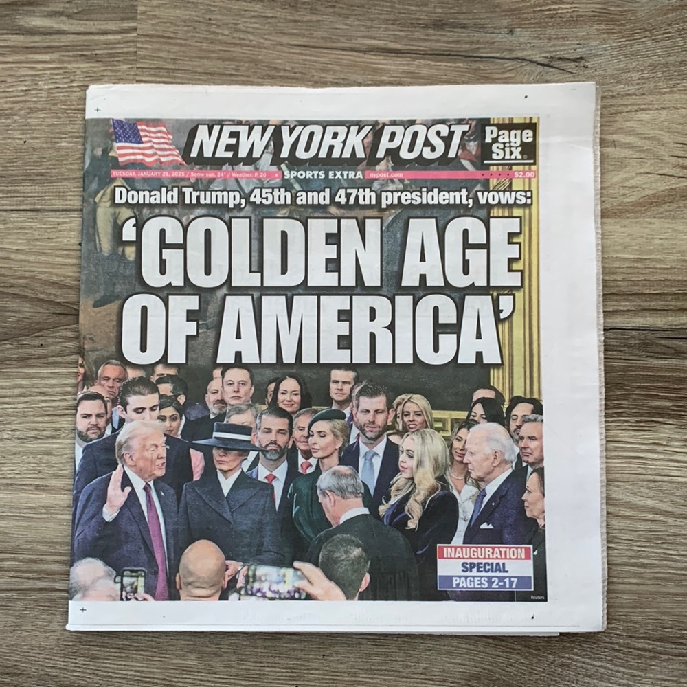 NEW YORK POST Donald Trump 47 President Inaugural Special Newspaper News Paper